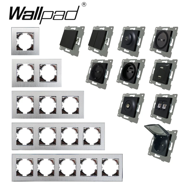 DIY Silver Metal Frame for Module EU Standard Switch And Socket Aluminum Frame Wallpad L6 Series