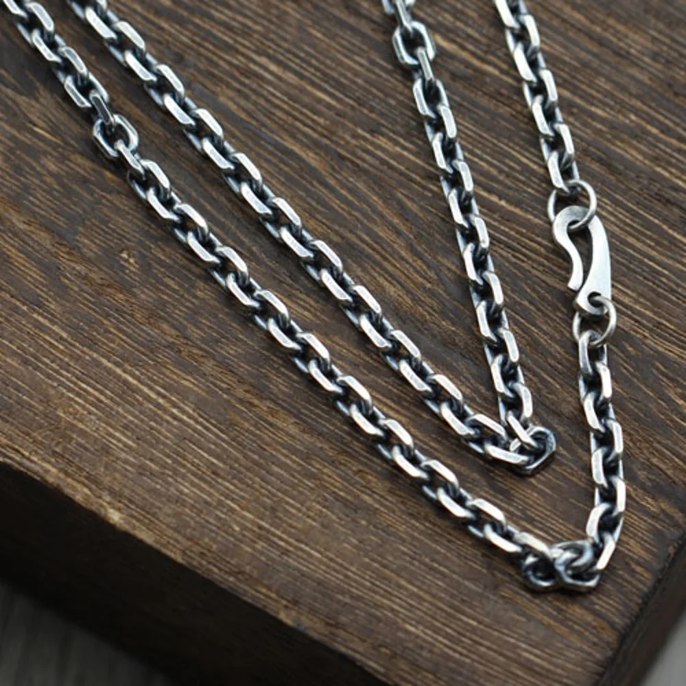 

BOCAI New S925 Silver Necklace for Men and Women 4mm Trend Jewelry Vintage Sweater Chain Fashion Gift Free Shipping