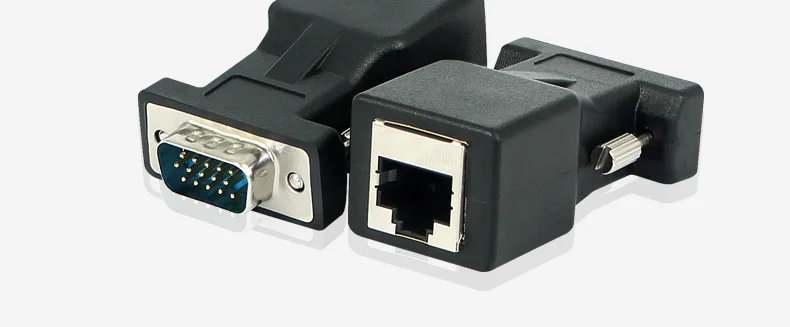 

1 Pair Of VGA Extender Head To LAN RJ45 Cat5 Cat6 20M Network Cable Adapter VGA Extension Line