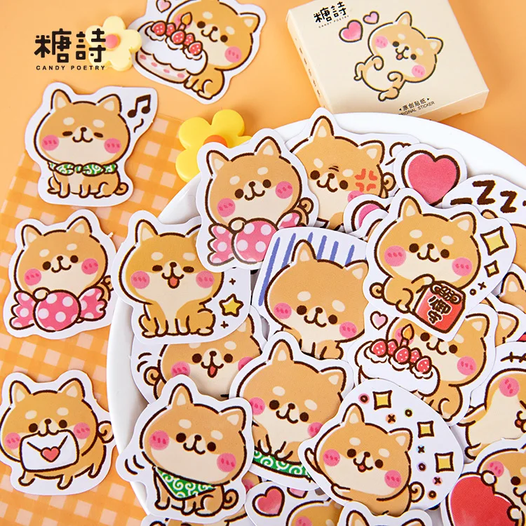 45 Pcs Kawaii Stickers Set Washi Scrapbooks Sticker Set Cute Dog Diy Decorative Stickers Diy Label For Gift Box Packing Album