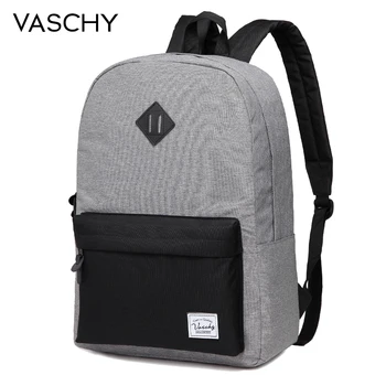 VASCHY Men Backpack Gray Casual Backpacks 15 Inch Laptop Backpacks College Student School Backpack Women Mochila Rucksack