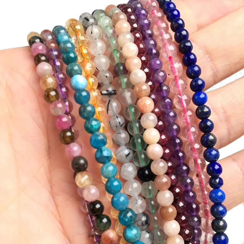 4mm Natural Garnet Crystal Lapis Labradorite Stone Beads For Woman Fashion Christmas Gift Beaded Necklace Strand 15