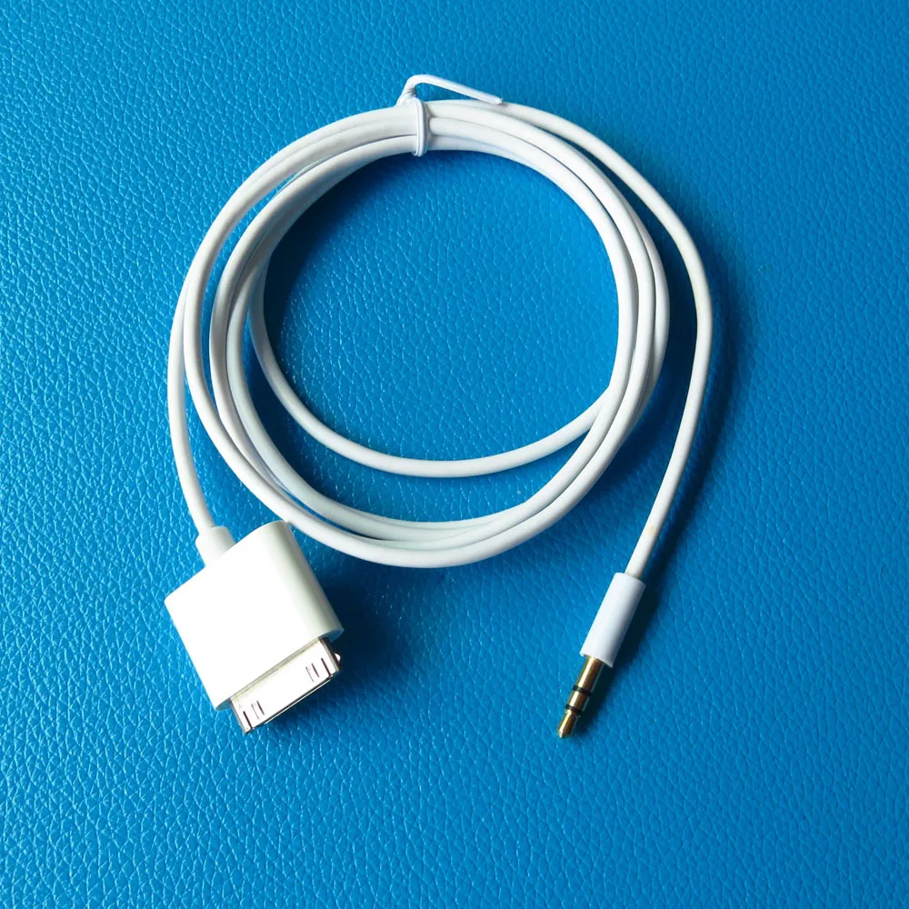 Kabel audio AUX 1,5 m z wtykiem 30-pinowym (męski) do gniazda 3,5 mm (męskie) do samochodowego systemu stereo, kompatybilny z urządzeniami iOS. — zdjęcie produktu 5