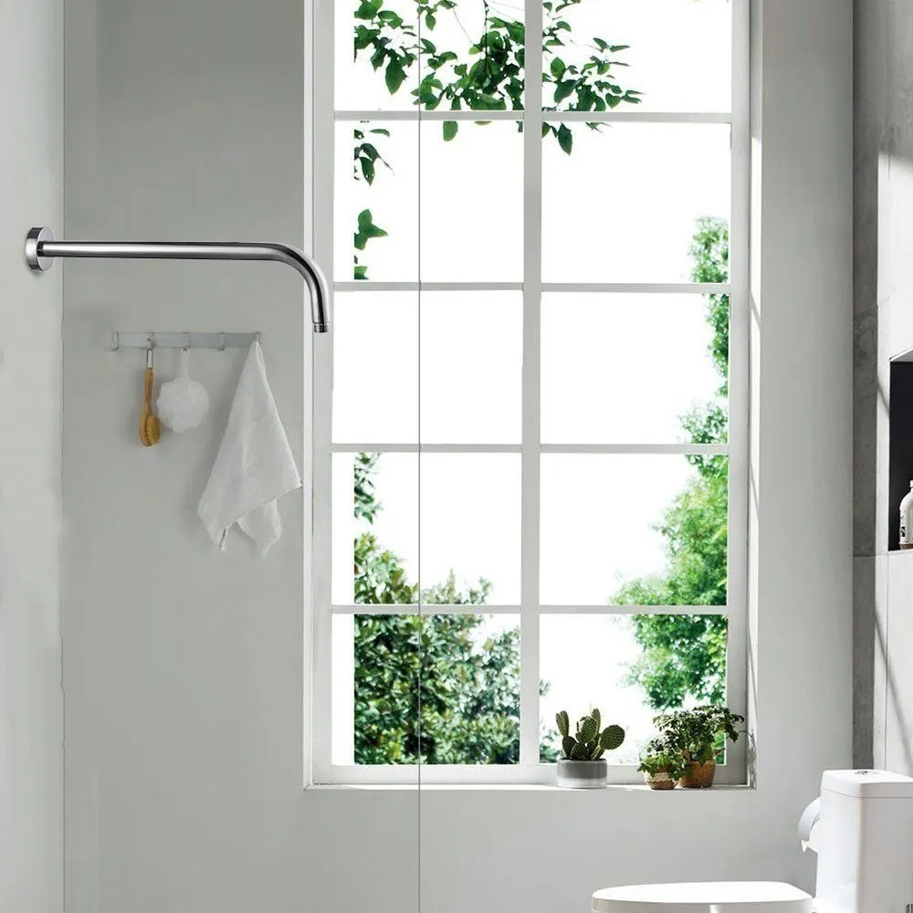 L-Vormige Douche Arm Extension Met Flens 16 Inch Lengte Rvs In Gepolijst Chroom Vervanging Voor Regendouche hoofd