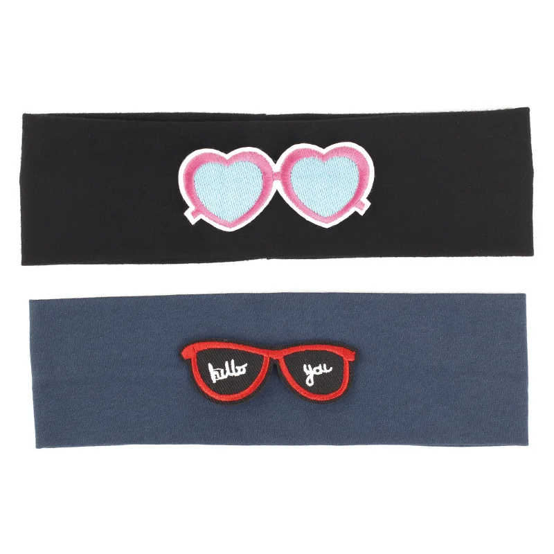 Geebro Children Cotton Solid Flat Headband Hairbands Girl Cartoon Glasses Fashion Headwear Boy Knitted sunglasses Hair Accessory