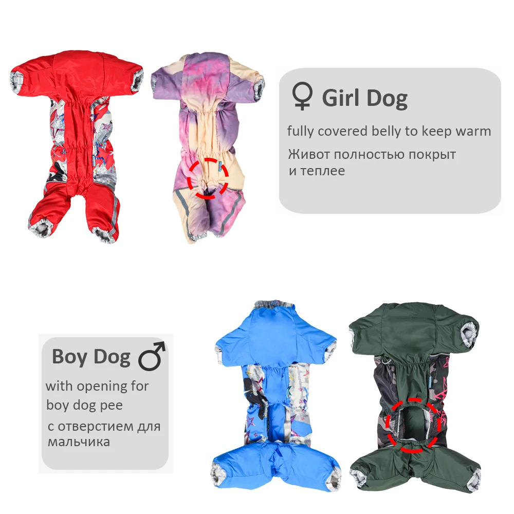 Overalls for Dogs Winter Dog Clothes Reflective Soft Fleece Padded Small Dog Coat Outfit Chihuahua Yorkie Full-Covered Stomach