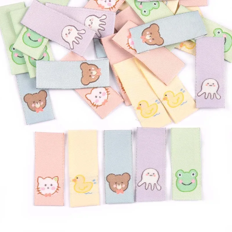 50Pcs Cat/Bear/Octopus/Frog/Duck Embroidery Washable Labels For Sewing Accessories Care Bags Clothes Tag Handmade Crafts c3161