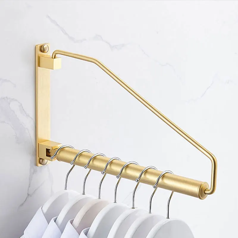 COOANHO Solid Brass Clothes Hanger Rack-Wall Mount with Swing Arm, Sturdy Coat Robe Storage Organizer for  Clothing Drying Rack