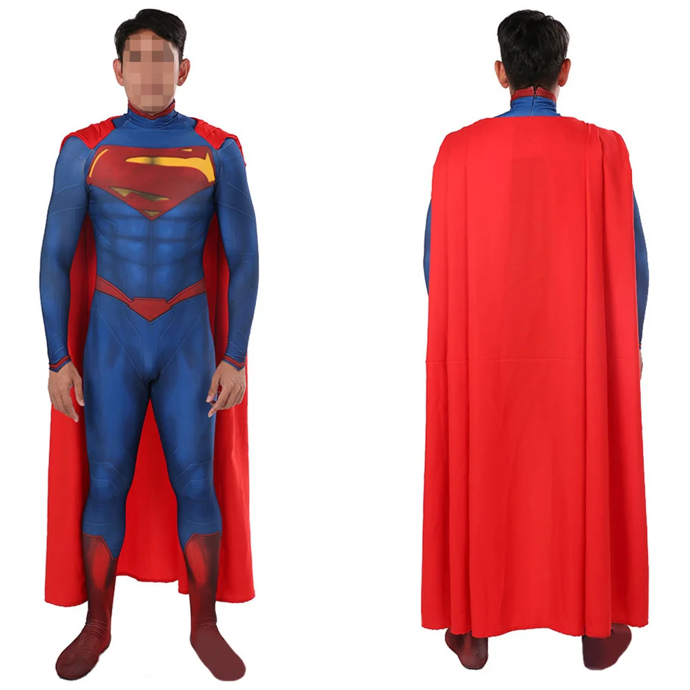 Superhero Unitard Body Suit Costume Cosplay Super Men Spandex Zentai Bodysuits with Cape Halloween Costume Cosplay For Adult/Kid