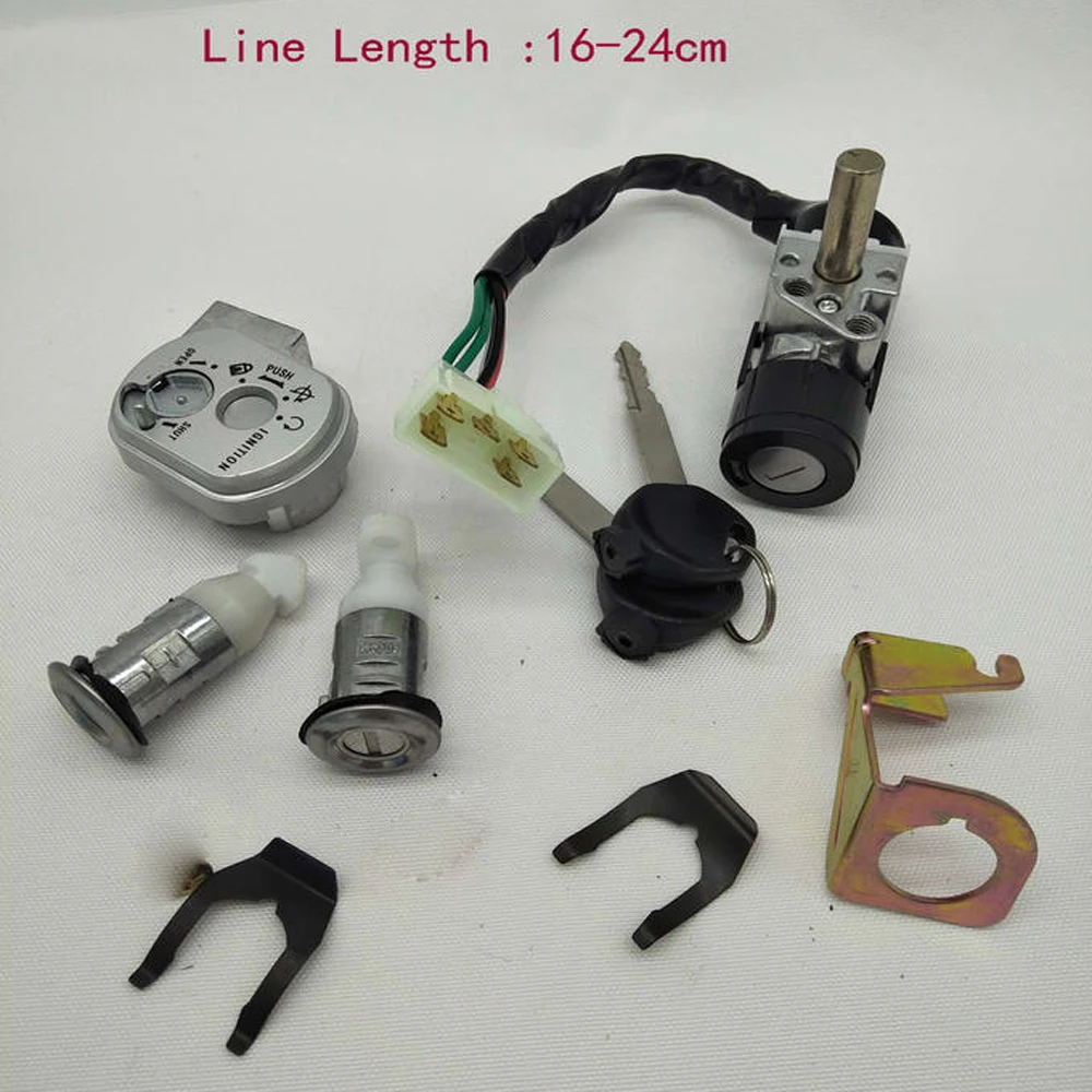 A409 Ignition Switch Lock+Storage Box Lock Length 5-Wire 37MM Ignition Lock Key Set for Honda Scooter WH125T Spare Parts