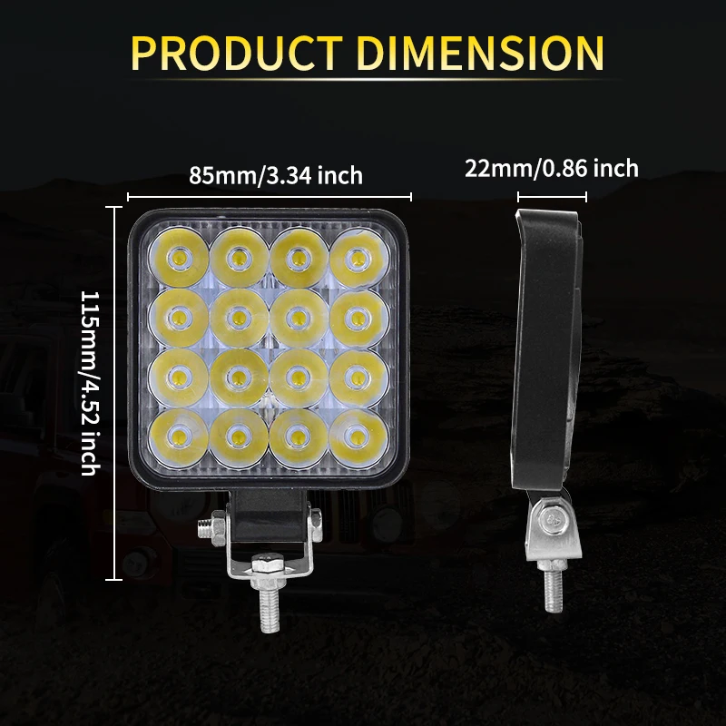 2X 10X 48W Mini LED Work Lights Spot Offroad Driving Fog Lamp Spotlights Tractor Truck Car 4x4 ATV UTV 12V 24V