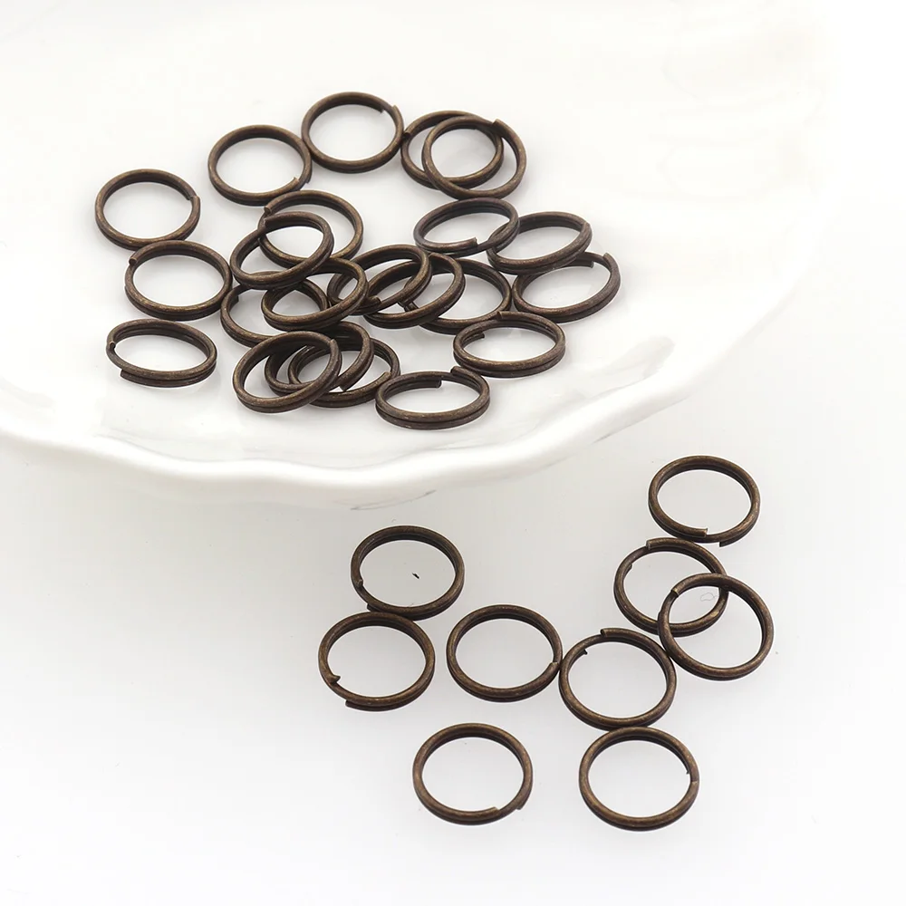 50pcs/lot Mini Key chain rings Open Jump Rings Double Loops 8mm Split Rings Connectors For Jewelry Making Accessories Bronze