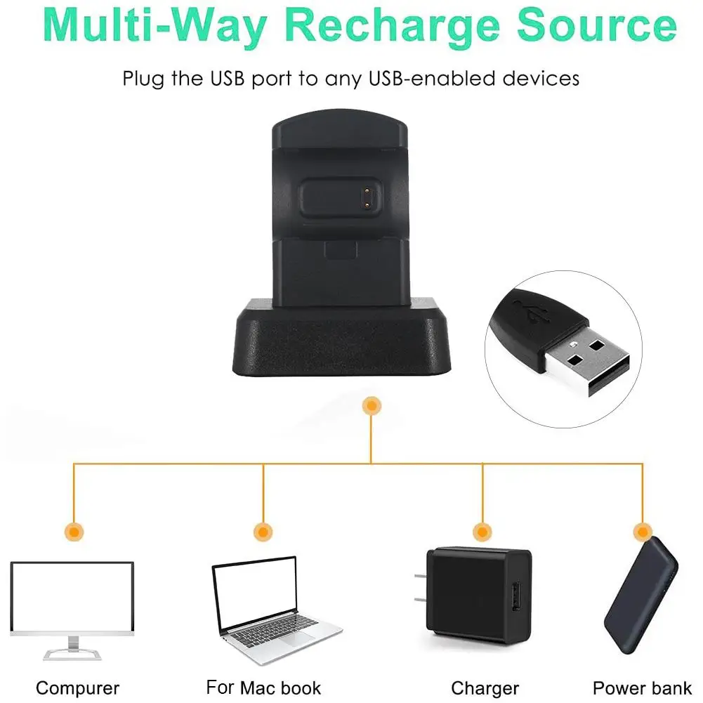 New Portable Smart Watch Charger For Fitbit Charge 4 Smartwatch Safe Replacement Charger Dock Stand Charging Cable Station Base
