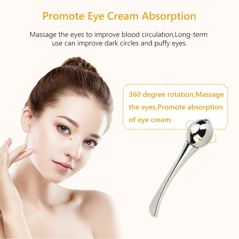 1pc Eye Roller Massage Stick Eye Cream Applicator Cosmetic Spatulas Anti Wrinkle Facial Spoon Gold Alloy Face Thining Care Tool