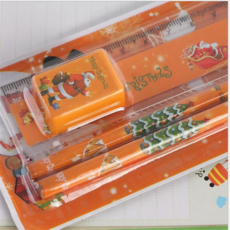 5Pcs = 1Set Student Schule Liefert Weihnachten Schreibwaren Set Santa Bleistift Kombination Geschenk Grundschule Preise