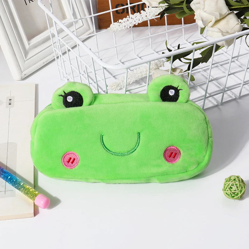 1Pcs Kawaii Cartoon Pencil Case Plush Cute Handle Pencilcase School Supplies Pencil Bag for Boy Girl Stationery Pouch