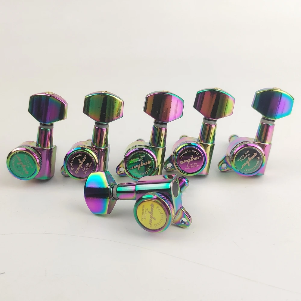 Guyker Guitar Locking Tuners -1:18 Lock String Tuning Key Pegs Machine Head Replacement for ST TL SG LP-Chameleon Rainbow