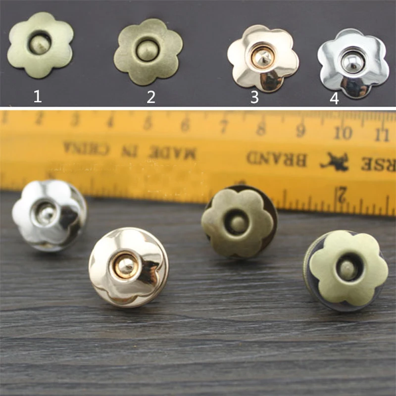 50sets Metal Magnetic Snaps 20mm Flower shape Plum Buckles Buttons Press Decoration for Sewing Clothing Bag Purses