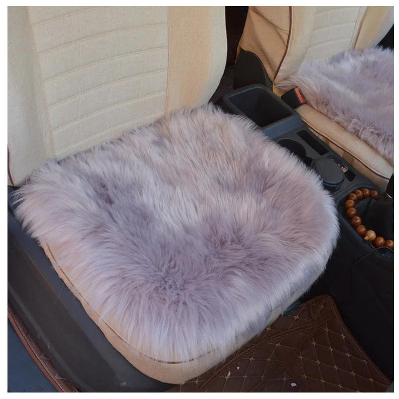45*45cm Luxurious Natural Fur Authentic Soft Fluffy Wool Sheepskin Car Seat Cover for Automobile Interior Accessory Seat Cushion