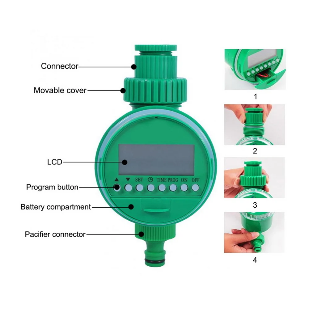 Automatic Digital LCD Electronic Home Garden Irrigation Controller Programs Watering System Ball Valve Water Timers