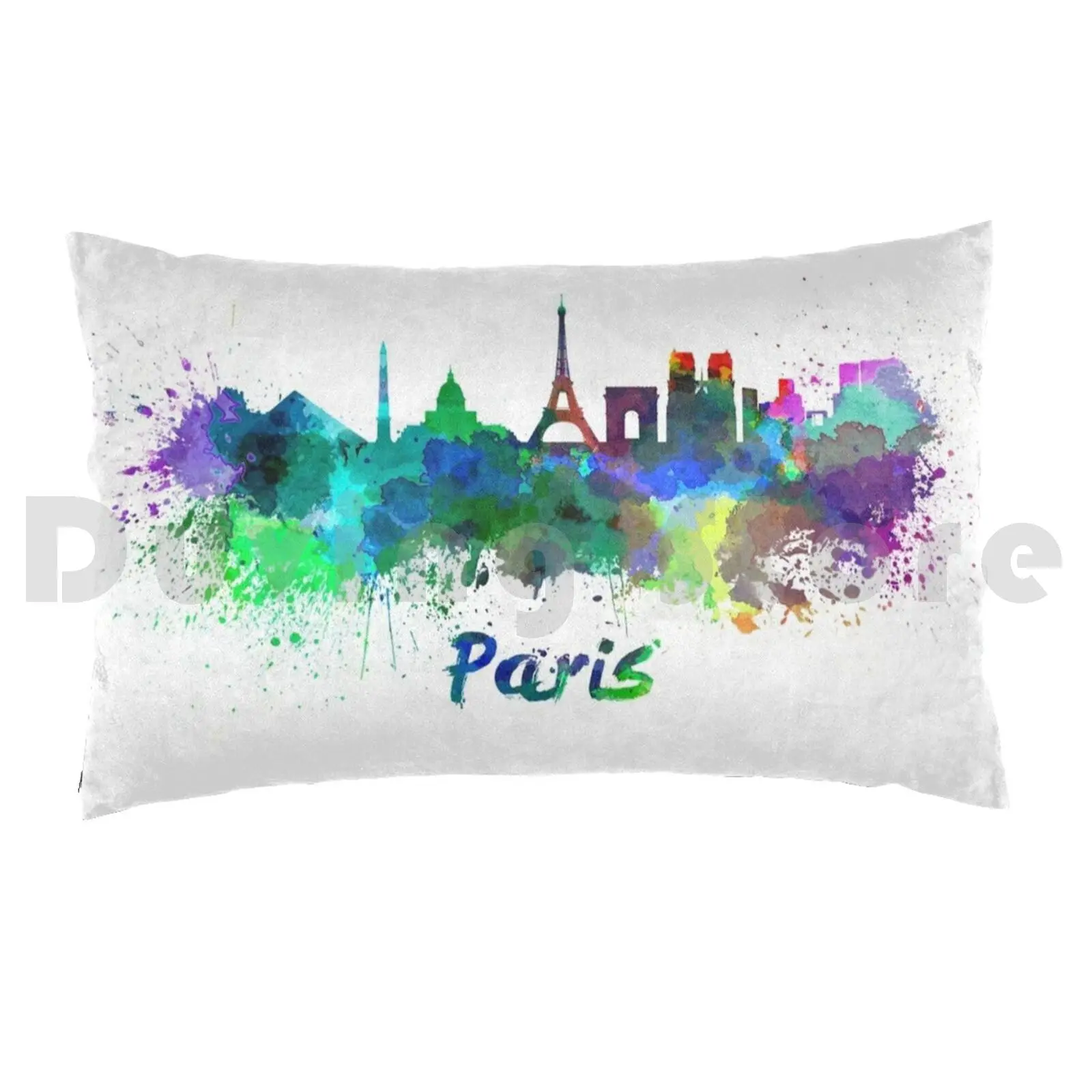 Paris Skyline In Watercolor Pillow Case Printed 50x75 Paris Skyline Paris France Europe Skyline Watercolor