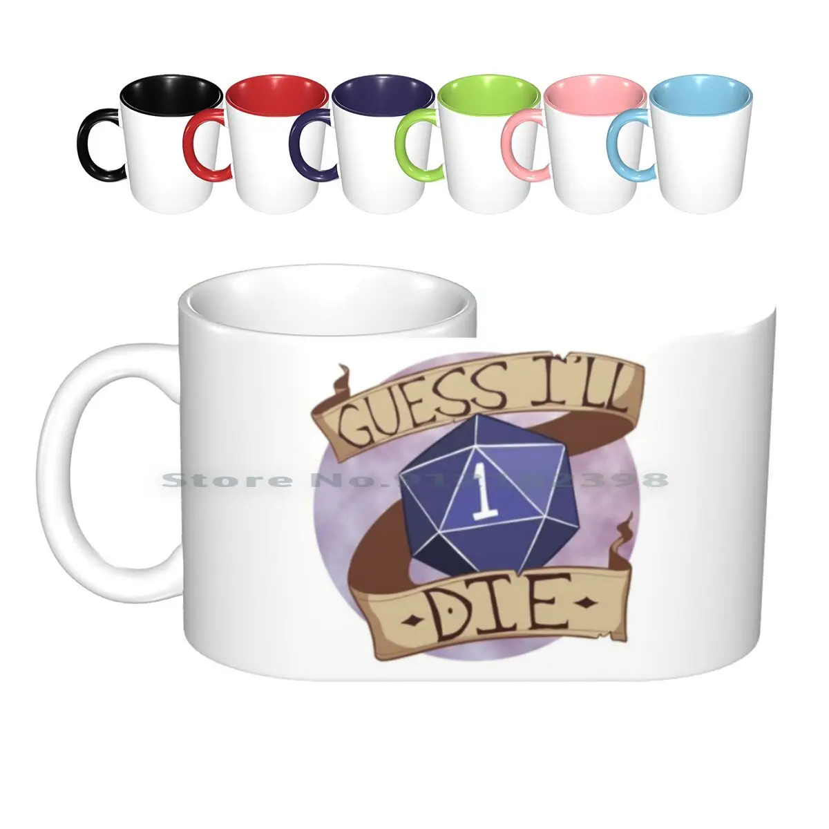 I'll Die Ceramic Mugs Coffee Cups Milk Tea Mug Dnd D D And D20 Dice Rpg Ttrpg Fantasy Rpg Creative Trending Vintage Gift Bottle