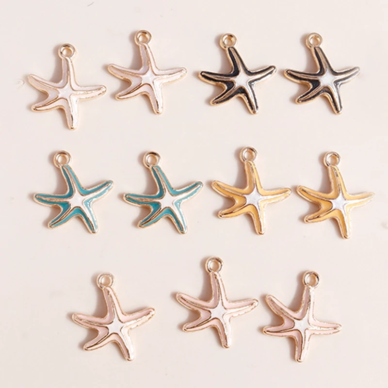 10 stücke Mix Nette Emaille Shell Seestern Charme Anhänger der Halskette Ohrringe Schlüsselanhänger Handemade DIY Schmuck Machen Zubehör – Detail 5