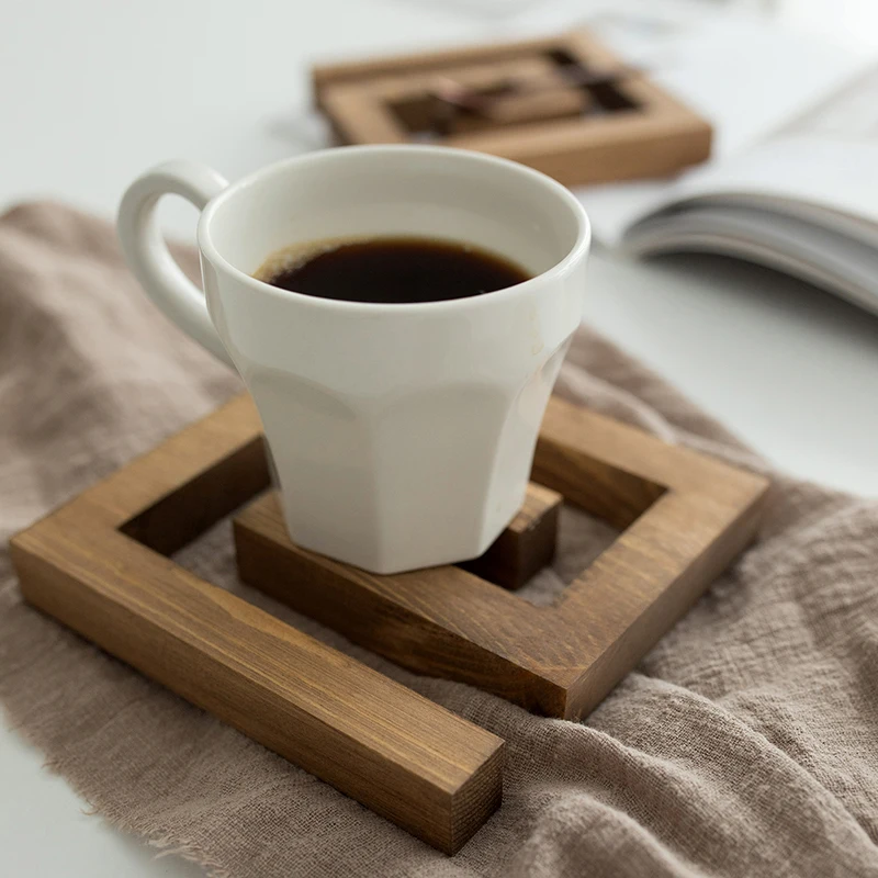 

Natural Heat-Resistant Wooden Placemat, Wooden Coaster Anti-Slip Pot/Bowl Japanese Cup Holder