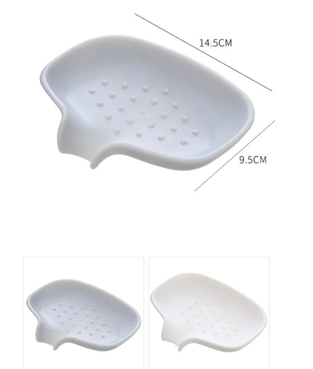 

10pcs/lot Silicone Soap Dish with Drain Bar Holder for Shower Bathroom Self Draining Waterfall Soap Tray Saver