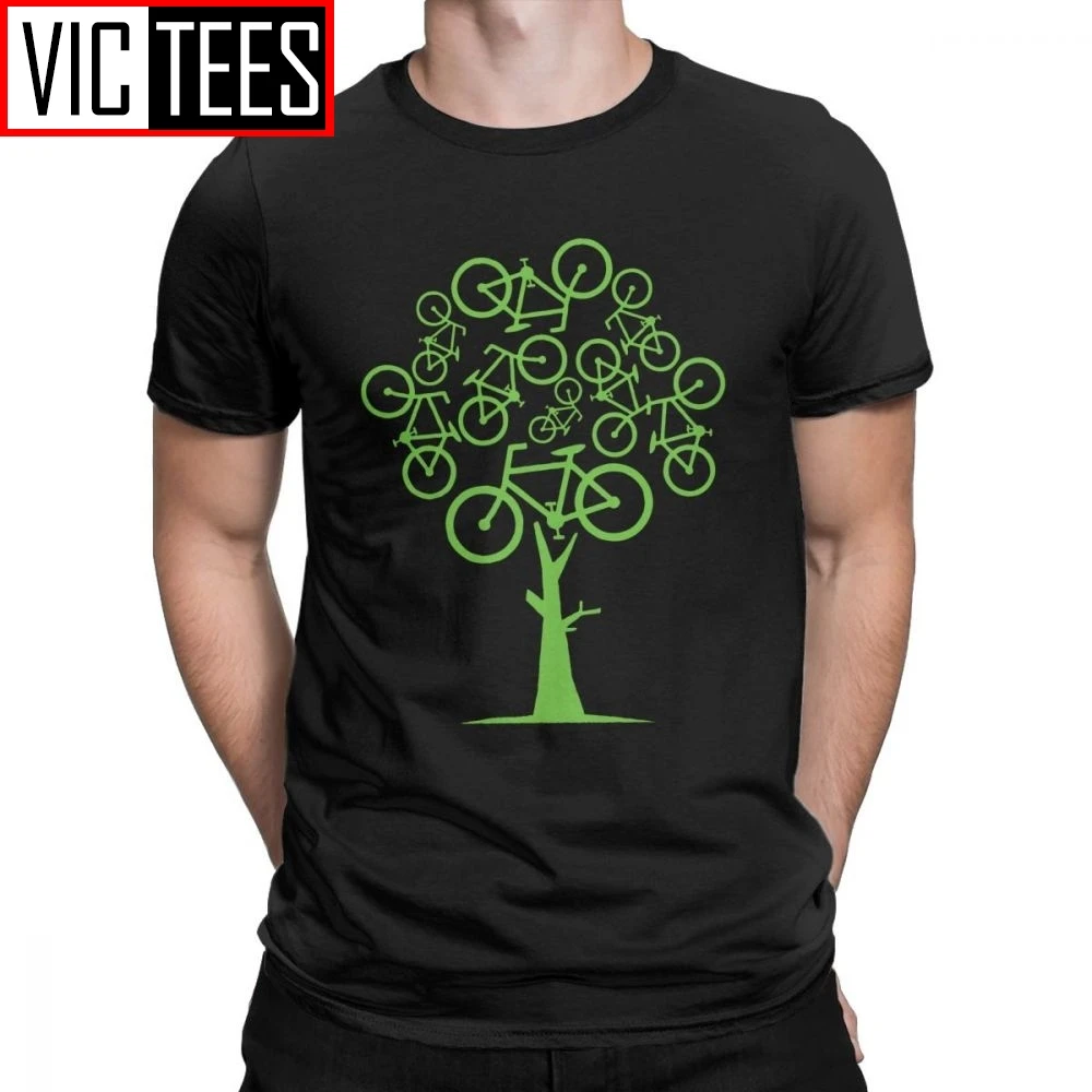 Biketree T-Shirts Man Short Sleeved Funny Bike Cycle Tees Round Neck Pure Cotton Tops Normal T Shirt for Men