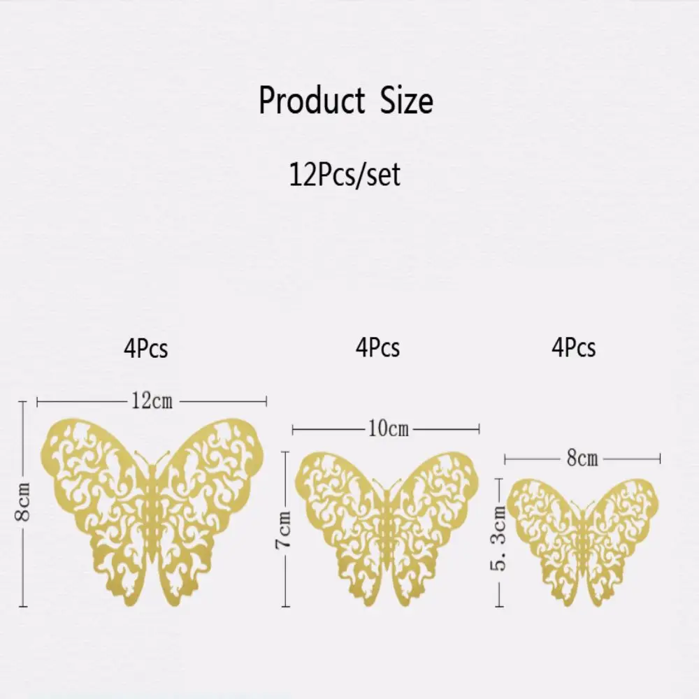 12 pz/set 3D Hollow Butterfly Wall decalcomanie adesivi farfalle fai da te Art Wall Decor Wedding Festival Wallpaper decorazione della casa