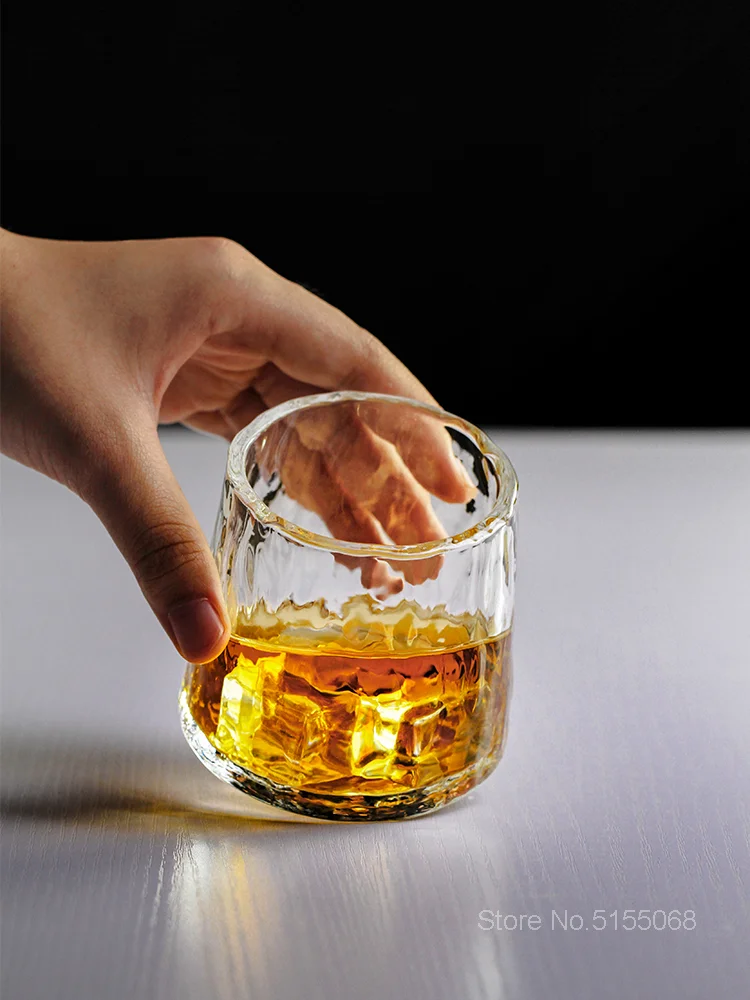 High-grade Rotating Whisky Tumbler Red Wine Decanter Cup Hammer Tops Sake Beer Chivas Whiskey Drinking Glass Free Present Box