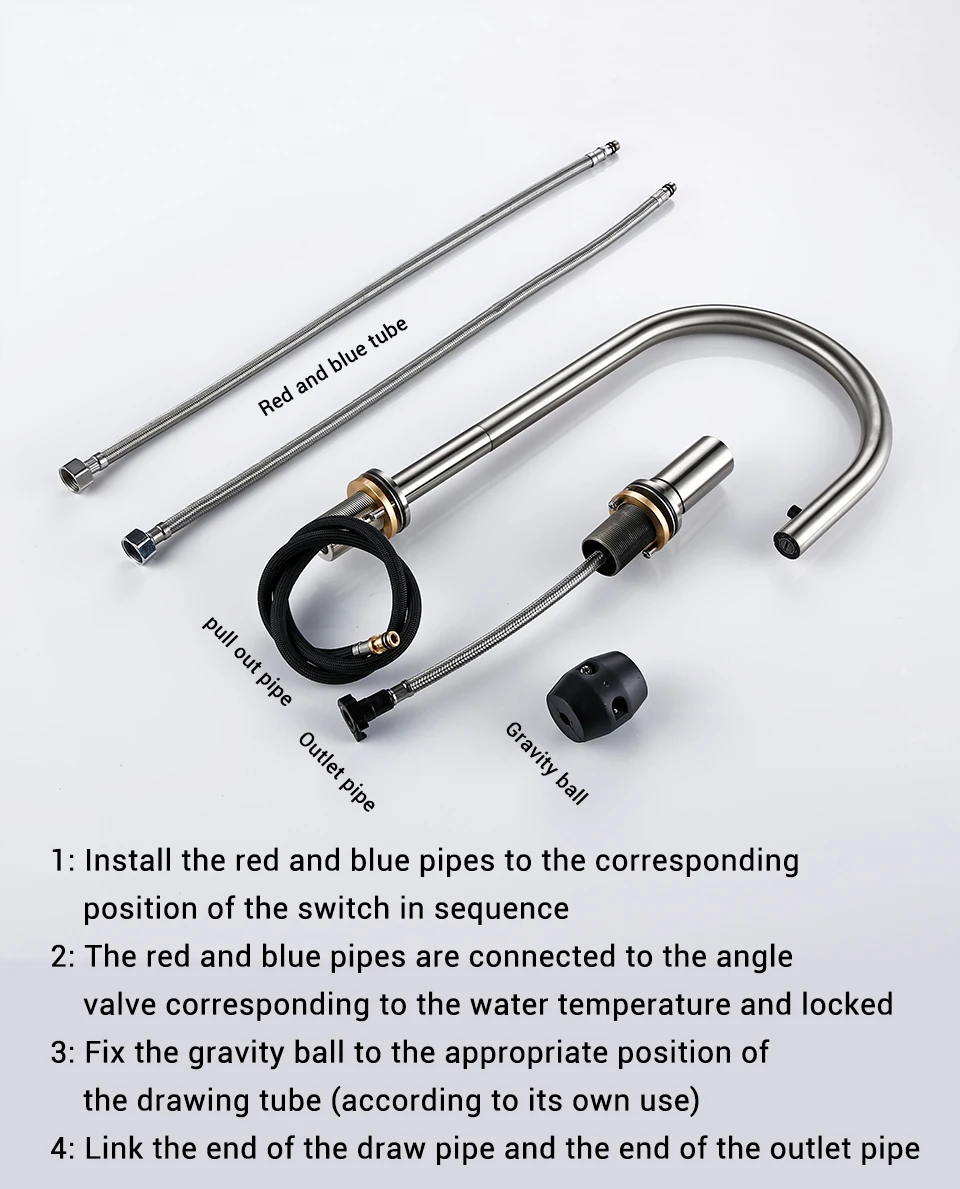 Pull Down Kitchen Sink Faucet Brushed Gunmetal Black Single Handle Double Hole Hot And Cold Sprayer Brass Countertop Mounted