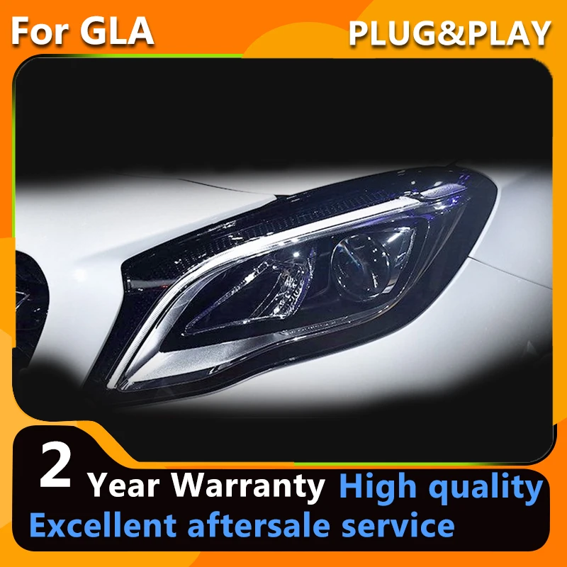 Full LED Headlight For Benz GLA 200 220 260 Headlights 2016-2018 GLA LED Head lamp Dynamic Turn Signal Bi-LED lens assembly