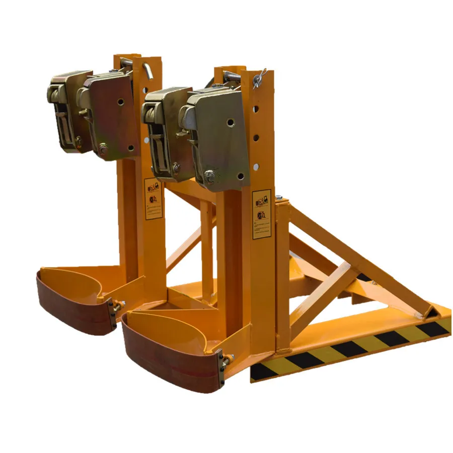 Forklift truck oil drum clamp double barrel four eagle mouth 850 kg unloading thickened type