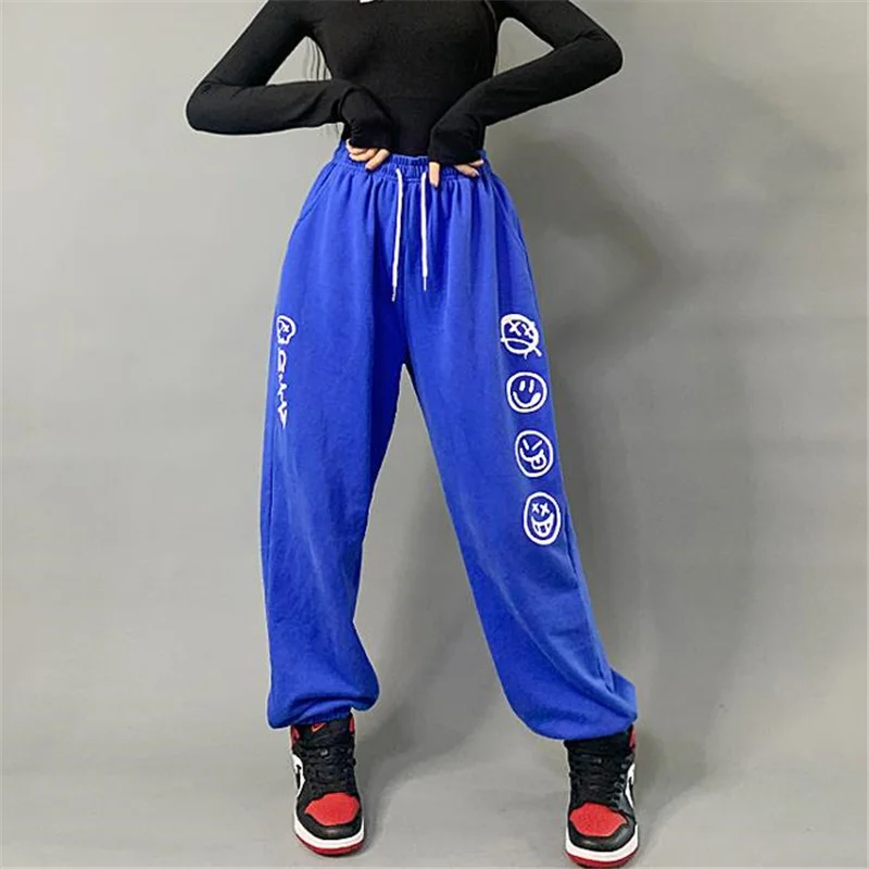 Spring Summer Women's Hip Hop Sweatpants Loose Jazz hiphop Joggers Pants Streetwear Woman Girl Bottoms Trousers Elastic Waist