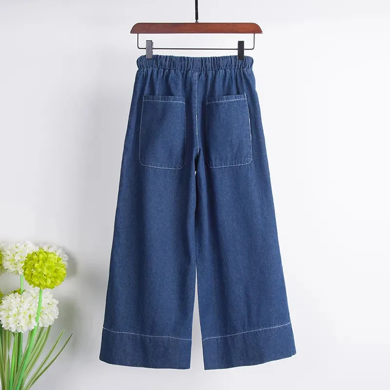 2024 Ladies Jeans Spring Autumn New Women Loose Tight High Waist Loose Straight Nine Minute Female Fashion Wide Leg Pants