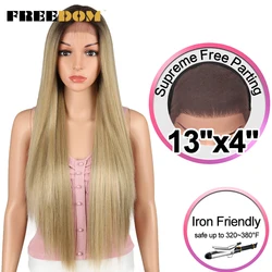 FREEDOM – perruque Lace Front Wig synthétique lisse et longue de 32 pouces, perruque de Cosplay blonde ombrée avec raie libre pour femmes noires