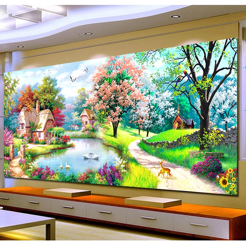 5d especial forma de diamante pintura bordado ponto cruz inteiro/parcial casa doce para decoração paisagem diy novo padrão