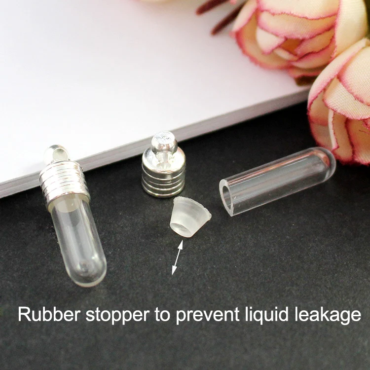 10PCS Glue Cap Glass Vial Pendant Name On Rice Art Jewelry Making Empty Glass Vials Mini Wishing Glass Bottles