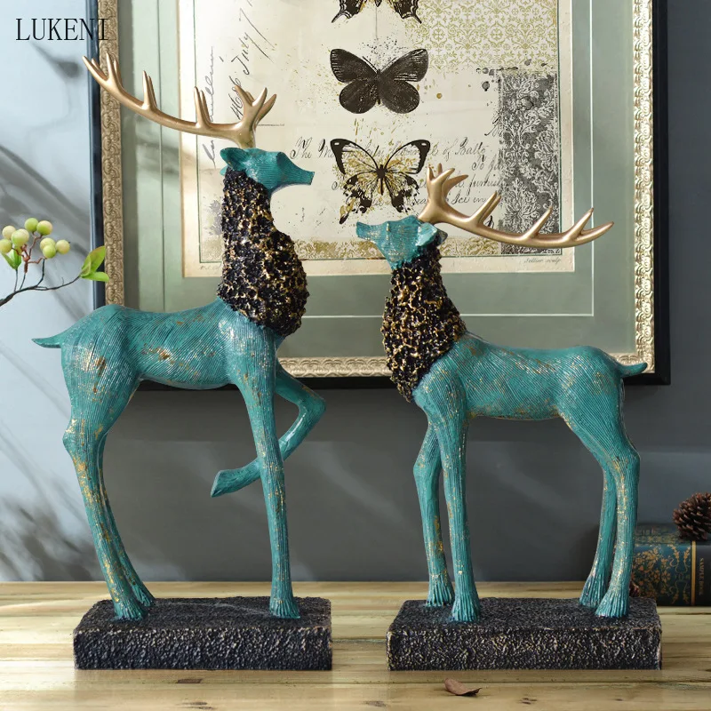 American Creative Retro Deer Head Ornaments Living Room Desktop Ornaments Elk Ornaments Resin Crafts