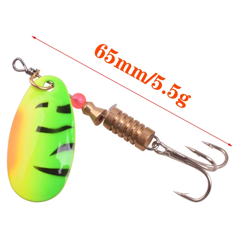 1Pcs Spinner bait 2.5g 3.5g 5.5g Fishing lure Metal Wobblers Spinner Spoon bait With Treble Hooks For Lure Fishing Tackle