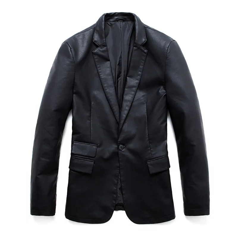 

Oversize Men Leather Jacket New Single Button Blazer Jacket Men Handsome Motorcycle Leather Coat chaqueta cuero hombre