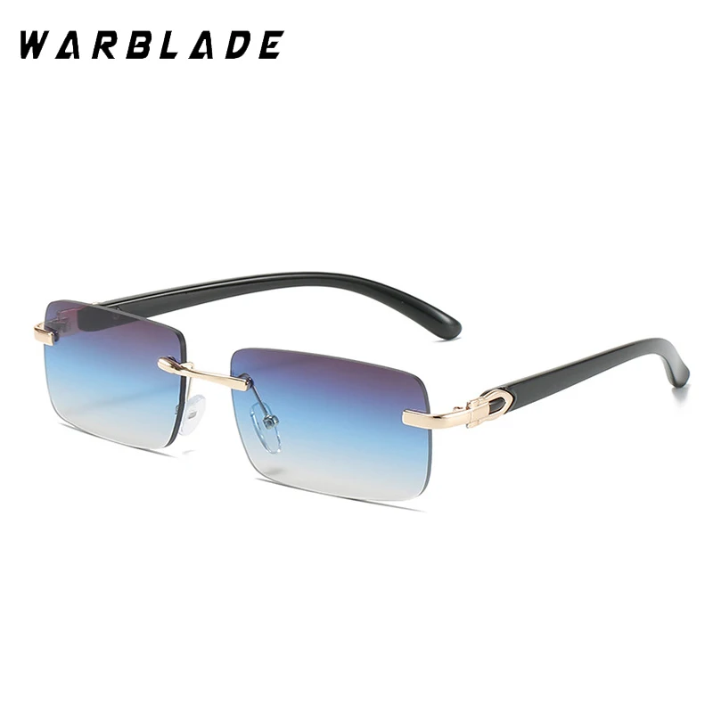 

WarBLade Brand Vintage Rimless Sunglasses Women Men Retro Steampunk Rectangle Sun Glasses Gradient Female Small Frame Eyewear