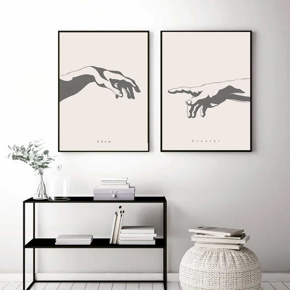 The Creation Of Adam by Michelangelo Art Canvas Paintings Wall  Posters And Prints Hand to Hand Art Pictures Boho Home Decor