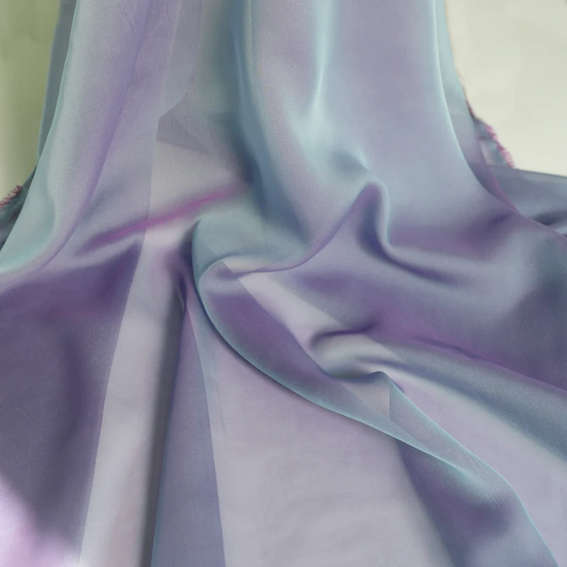 100cm*148cm Superdünner Zweifarbiger Chiffon-Gaze-Stoff, Weicher Tanz- und Brautstoff mit Schattierung – Detail 12