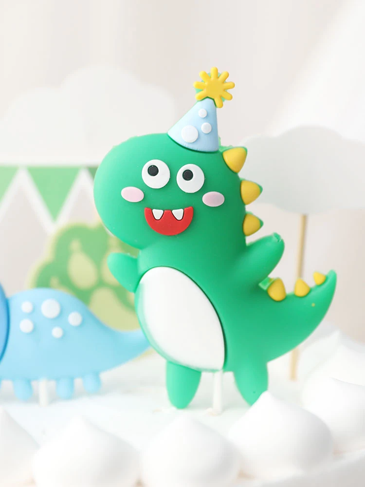 Artoon bebê dinossauro bolo topper dinossauro selva safari festa de aniversário decoração menino dinossauro animais decoração do bolo mundo jurássico