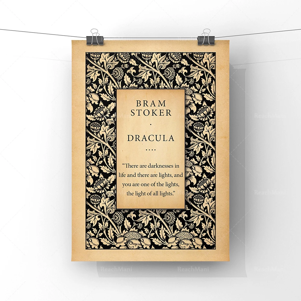 Dracula Book Cover Art Poster Print | Bram Stoker Classic Book Title Page Unframed Art Print | Literary Art Gift Idea | Library