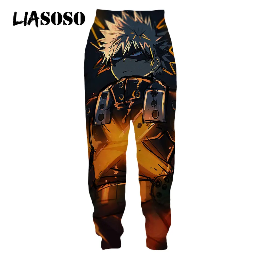 

LIASOSO Anime My Hero Academia 3D Print Bakugou Jogging Sweat Pants Trendy Loose Oversized Sweatpants Streetwear Men Women Pants