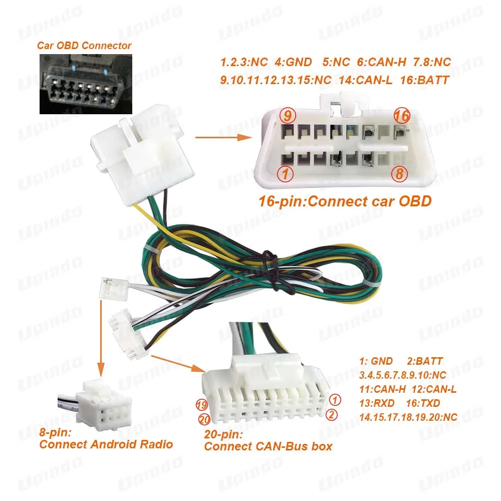 

Car OBD Cable with CAN-Bus to Uart Conversion Box Adapter Wiring Harness Connector Socket for Toyota for Honda